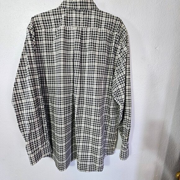 L.L BEAN BLACK & WHITE GINGHAM MEN'S LONG SLEEVE BUTTON DOWN CASUAL SHIRT SZ XL - Picture 2 of 7